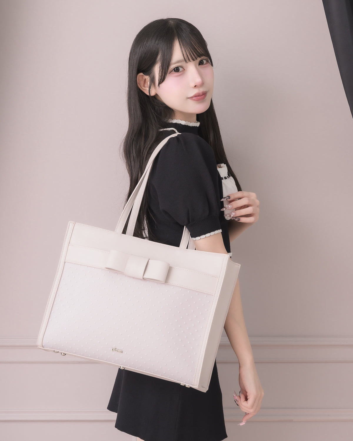 フロントリボンドットチュールトートバッグ – pium