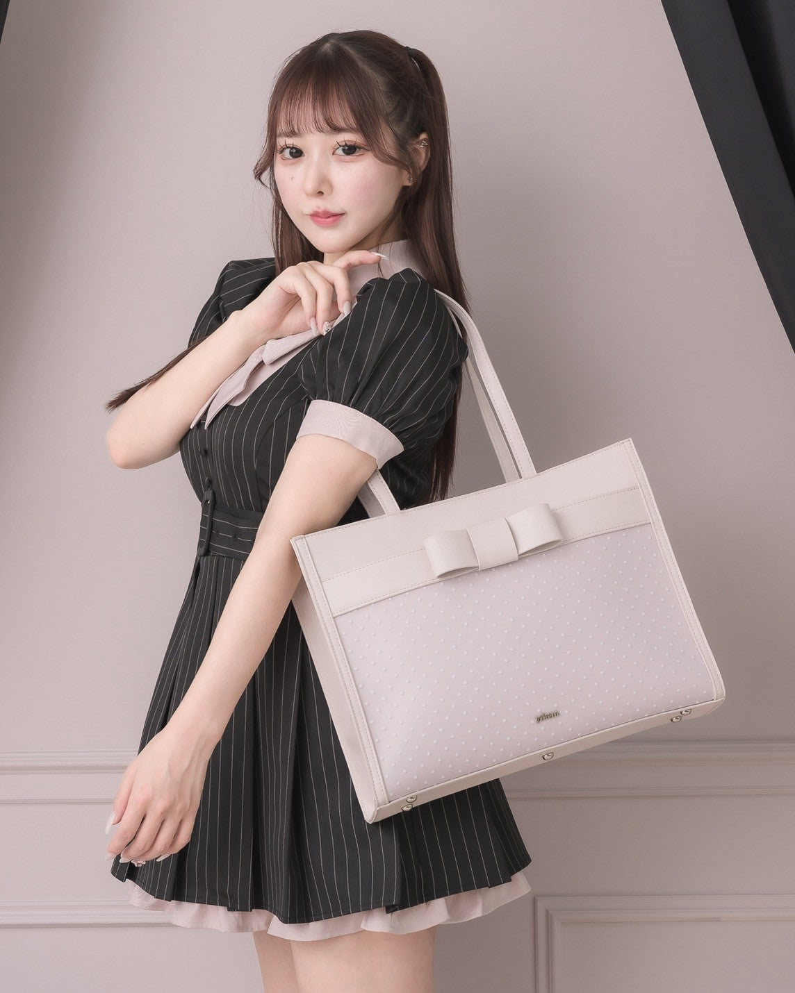 フロントリボンドットチュールトートバッグ – pium