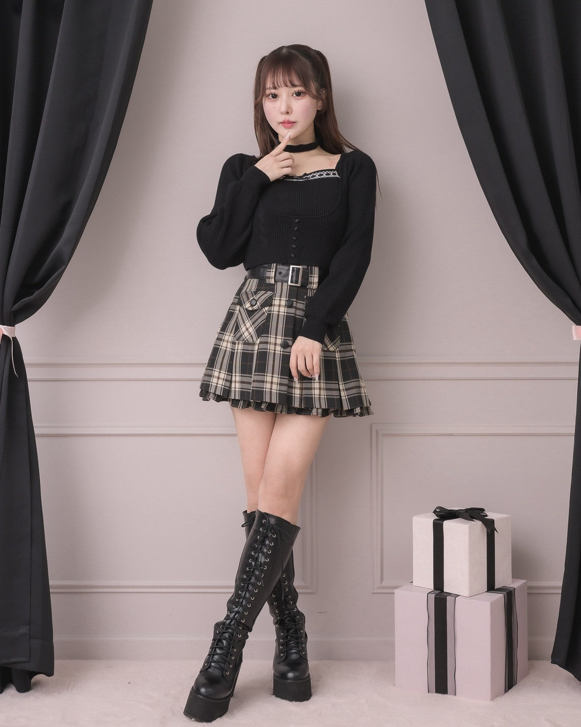 モデル身長：157cm/着用カラー:ブラック