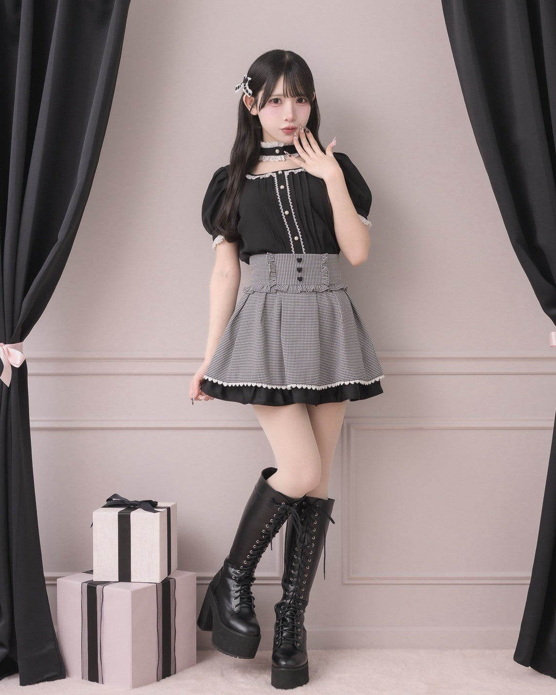 コットンフリルチョーカーブラウス – pium