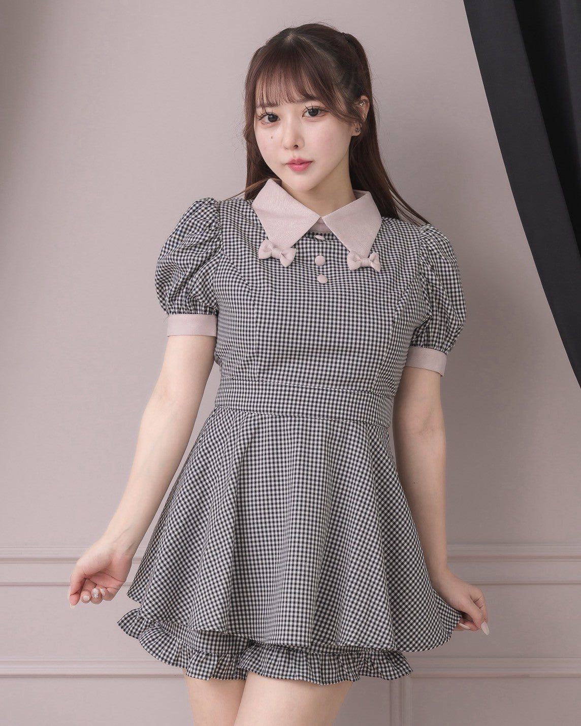 モデル身長：157cm/着用カラー：ギンガム