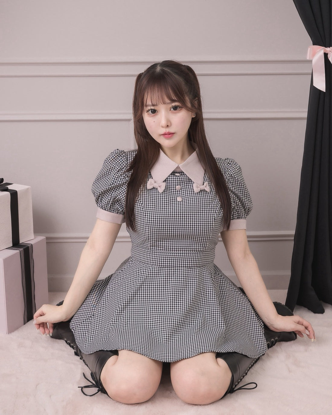 モデル身長：157cm/着用カラー：ギンガム