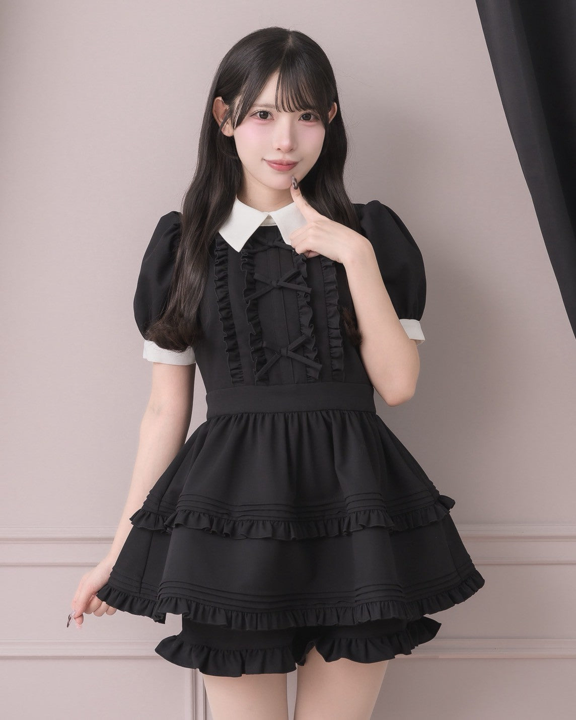 pium フリルリボンパフスリーブセットアップ フリルリボンパフスリーブセットアップ – pium