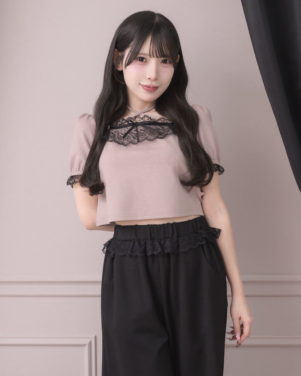 モデル身長：152cm/着用カラー:ピンク×ブラック