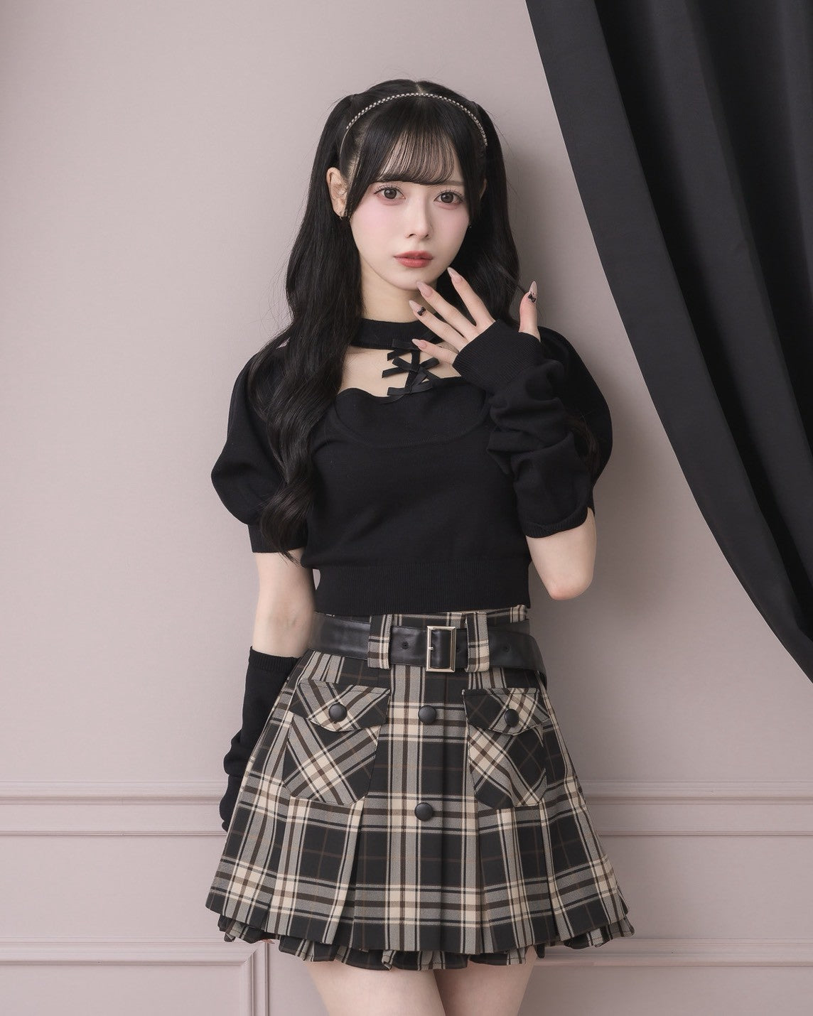 PLEATS PLEASE アームウォーマー付き アームウォーマー付きチョーカーリボンニット – pium