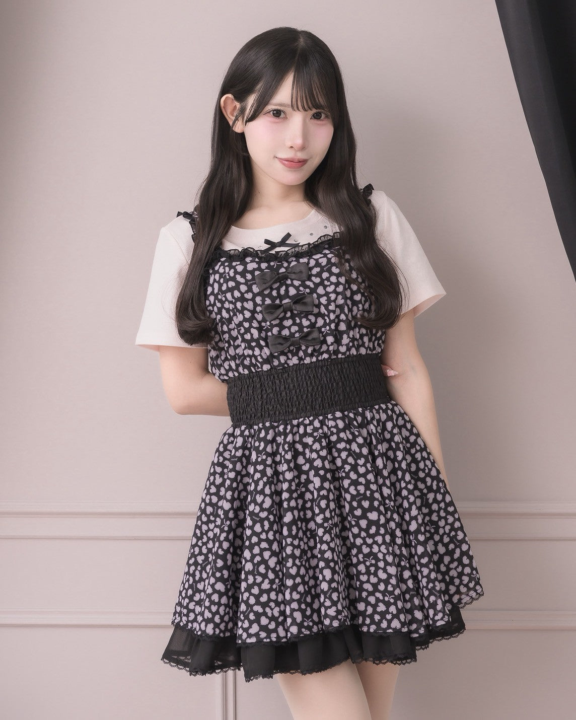 モデル身長：152cm/着用カラー:ブラック