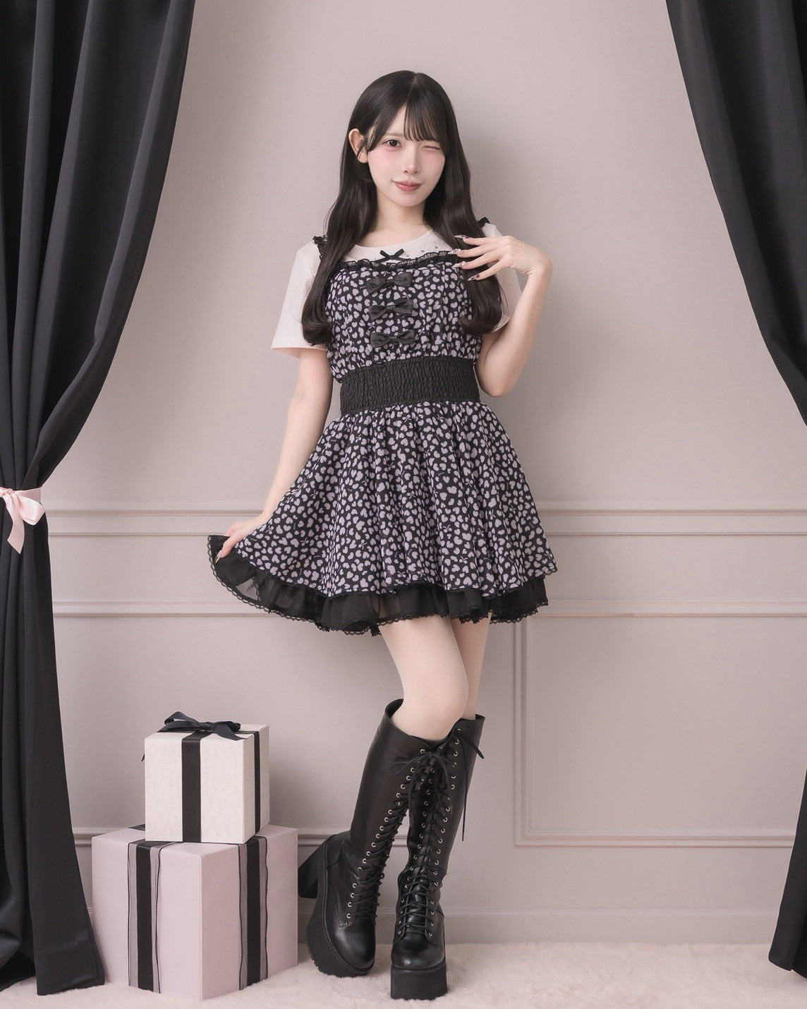 モデル身長：152cm/着用カラー:ブラック