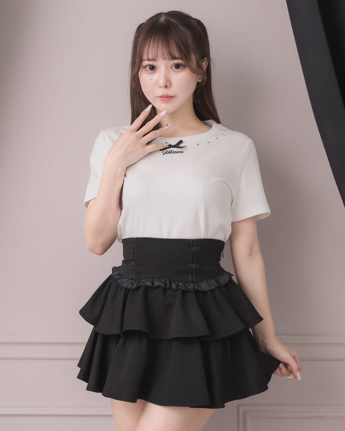 モデル身長：157cm/着用カラー:ホワイト