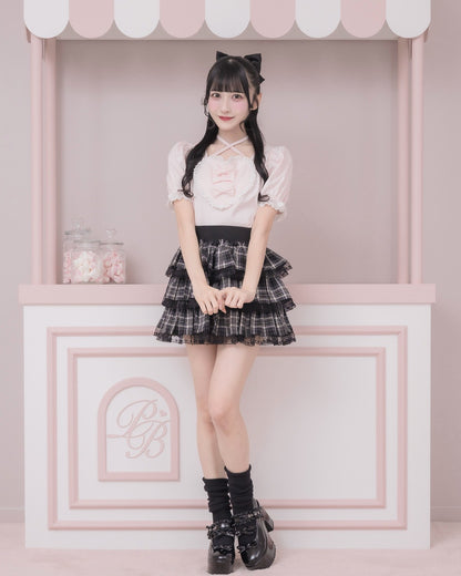 モデル身長：157m/着用カラー:ブラックチェック