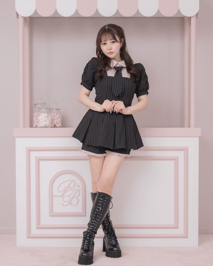 モデル身長：157cm/着用カラー:ブラック×ピンク