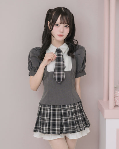 モデル身長：160cm/着用カラー:チャコール×ブラックチェック
