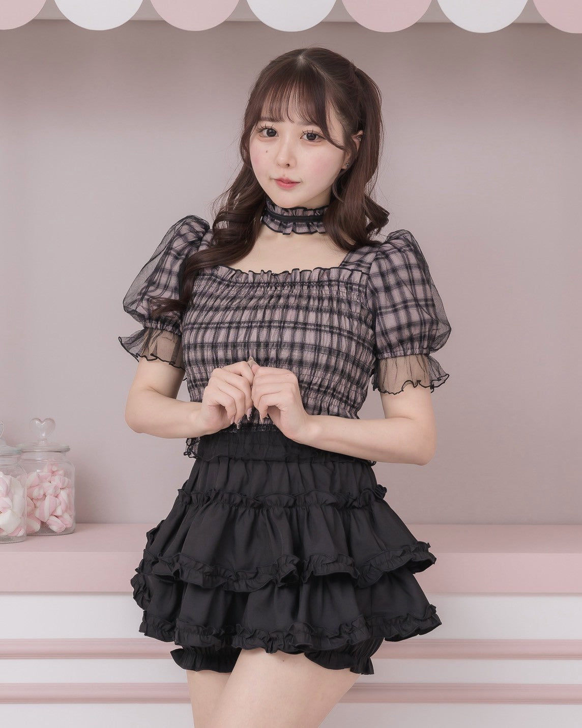 モデル身長：157cm/着用カラー：ブラック