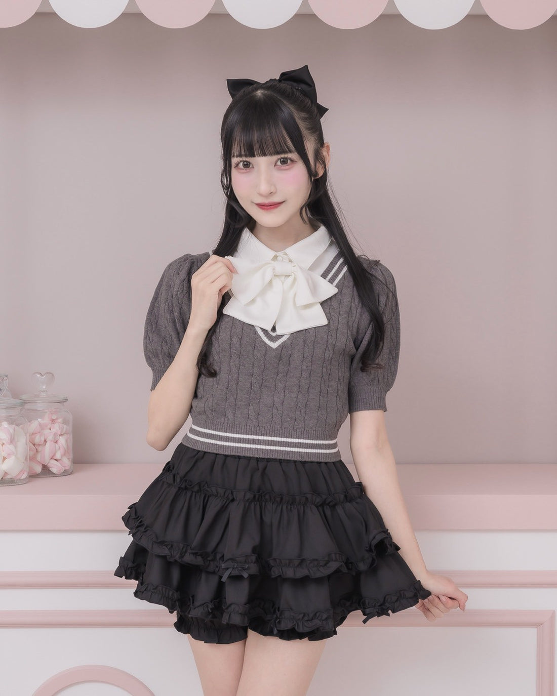 モデル身長：157cm/着用カラー:ブラック