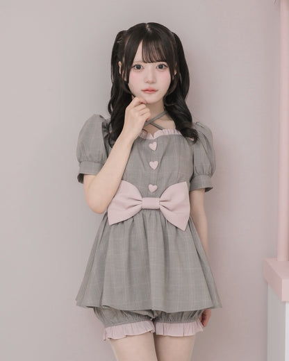 モデル身長：160cm/着用カラー:グレーチェック