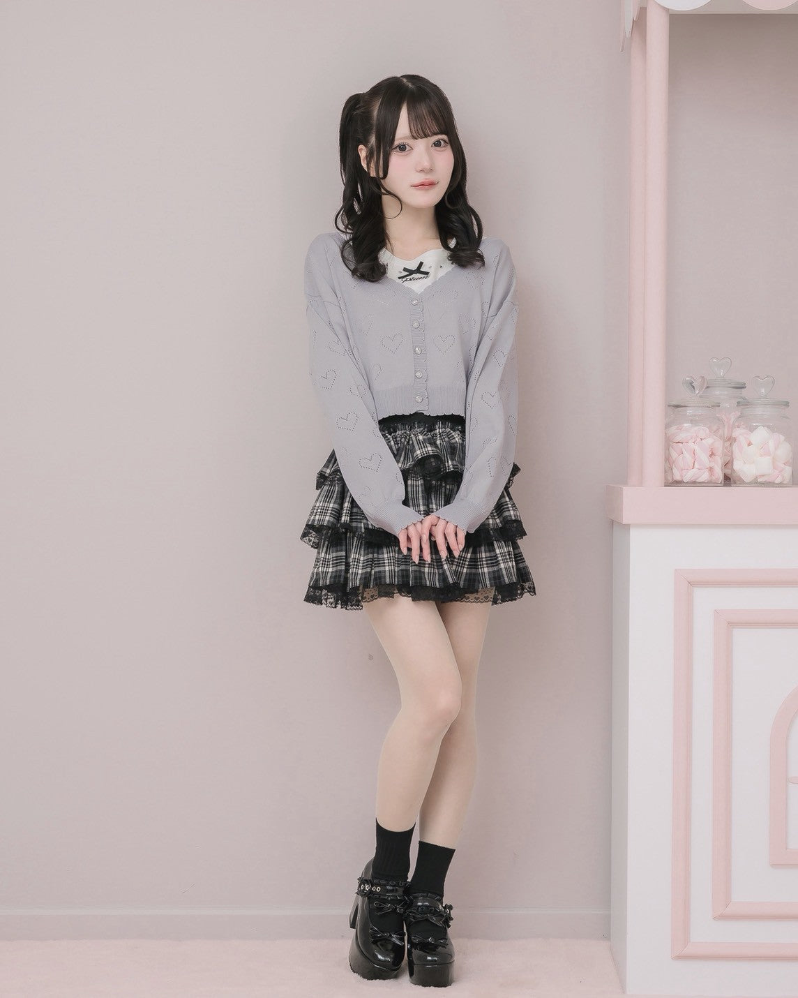 モデル身長：160cm/着用カラー : ブルーグレー
