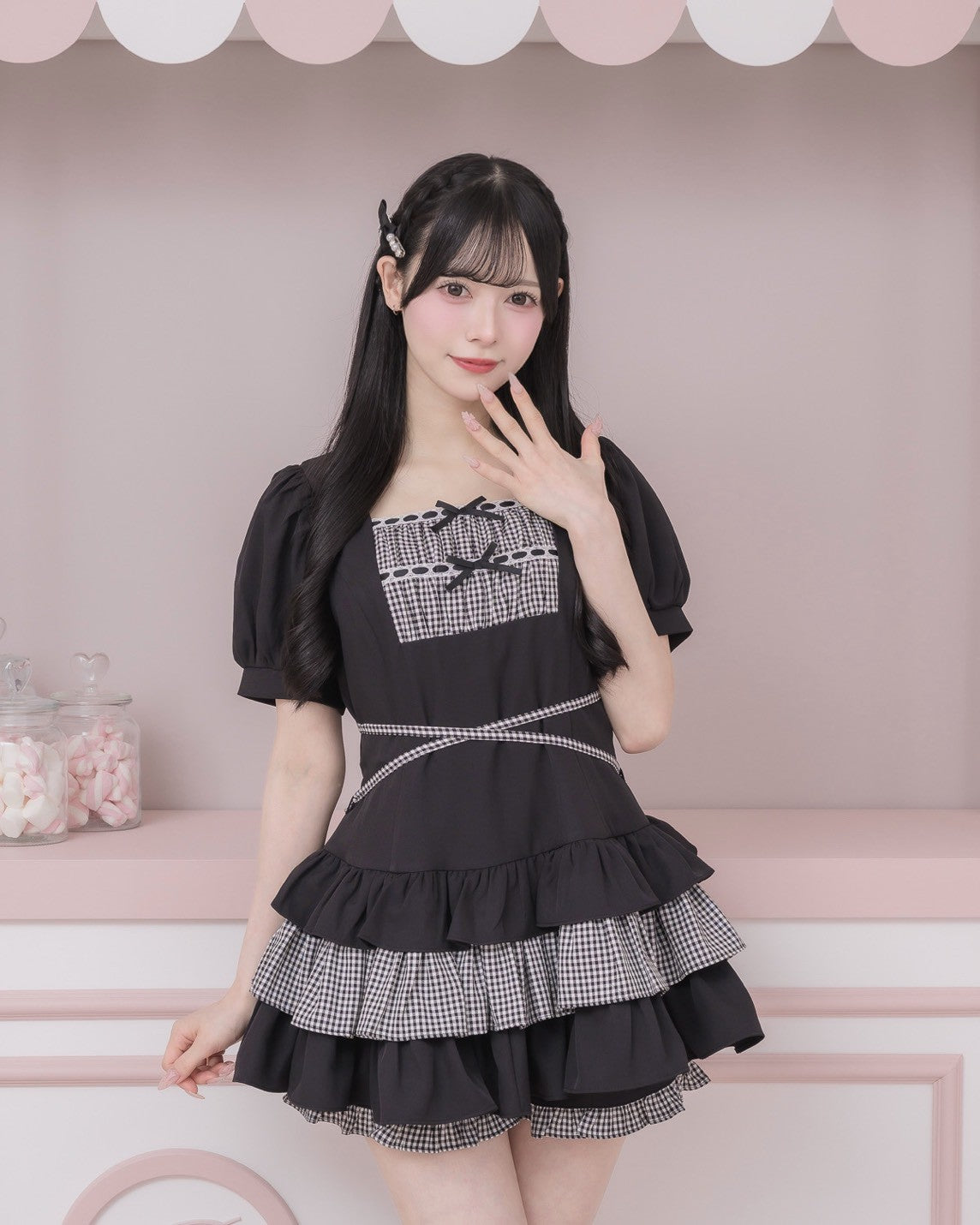 モデル身長：155m/着用カラー：ブラック