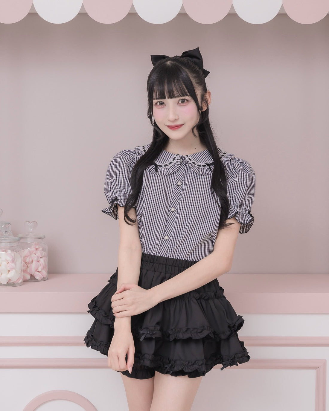 モデル身長：157cm/着用カラー：ギンガム