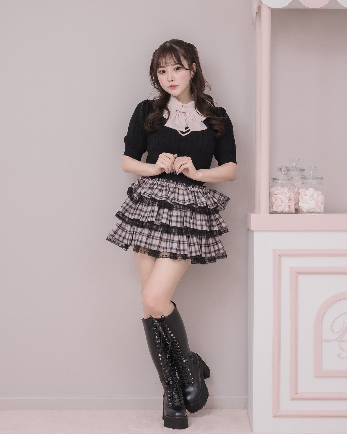 モデル身長：157cm/着用カラー：ブラック