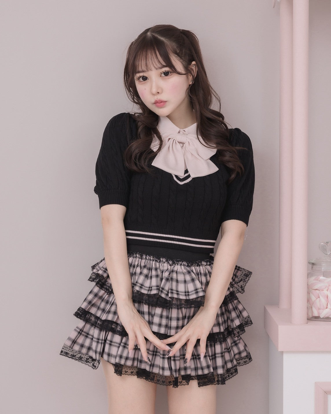 モデル身長：157cm/着用カラー：ブラック