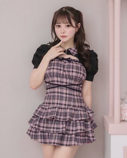 モデル身長：157cm/着用カラー：ピンクチェック