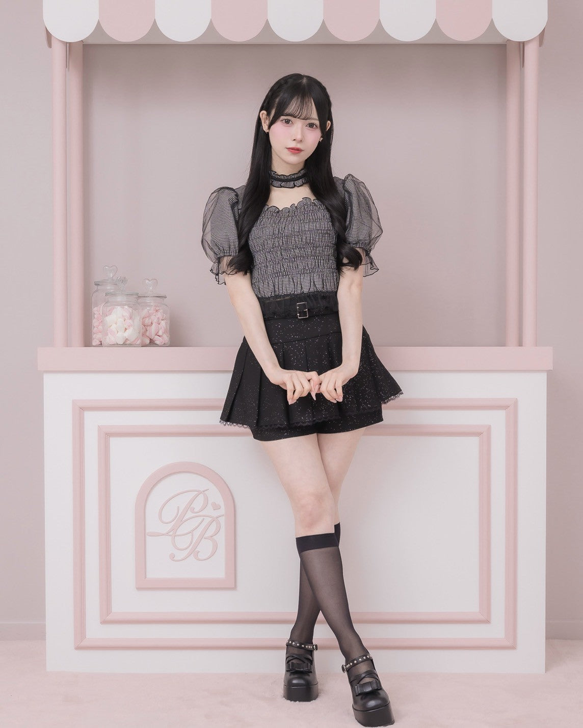 モデル身長：155cm/着用カラー : ギンガム