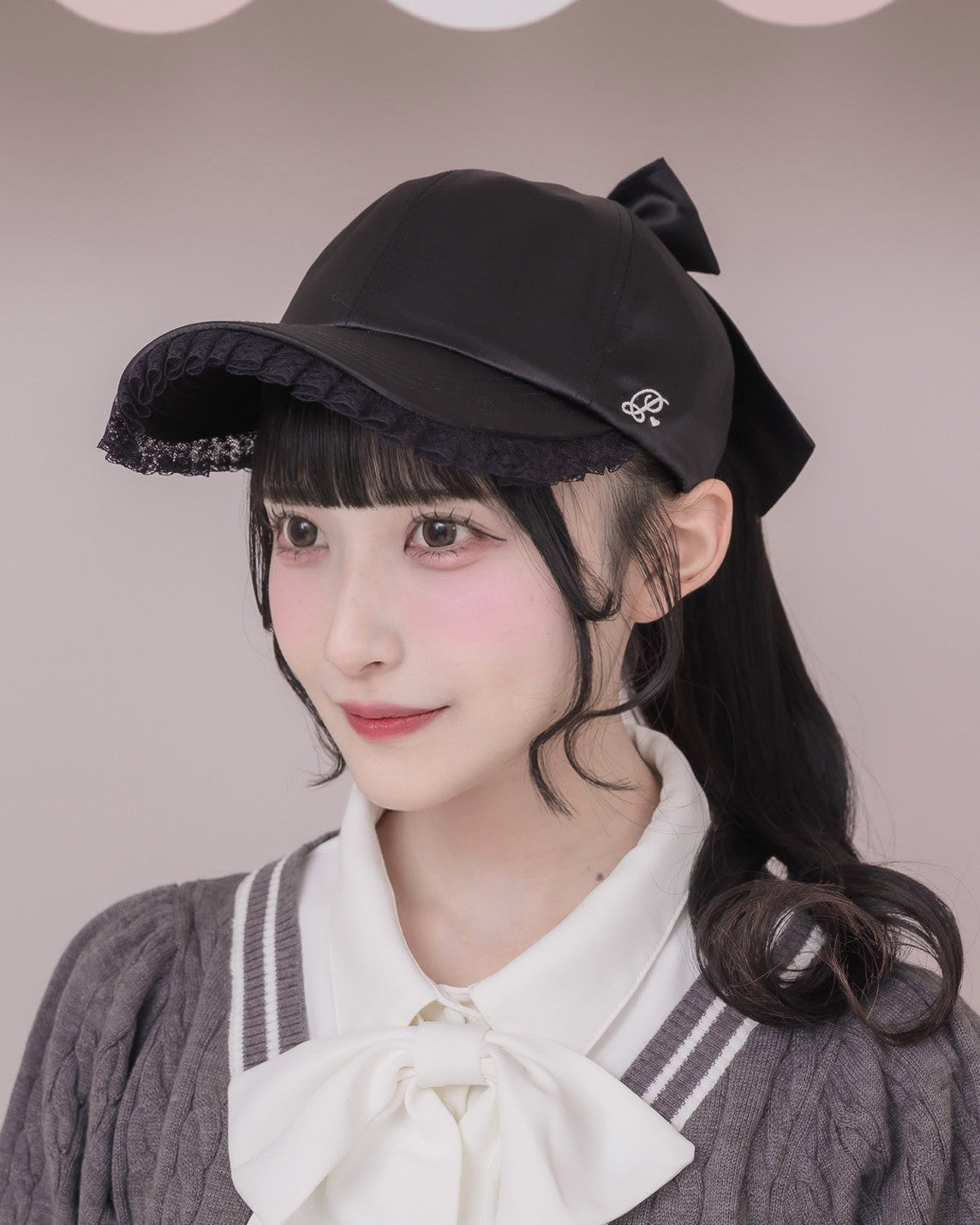レースフリルサテンキャップ