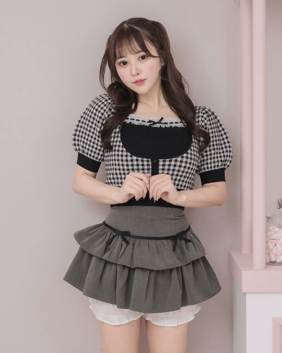モデル身長：157cm/着用カラー：ブラック