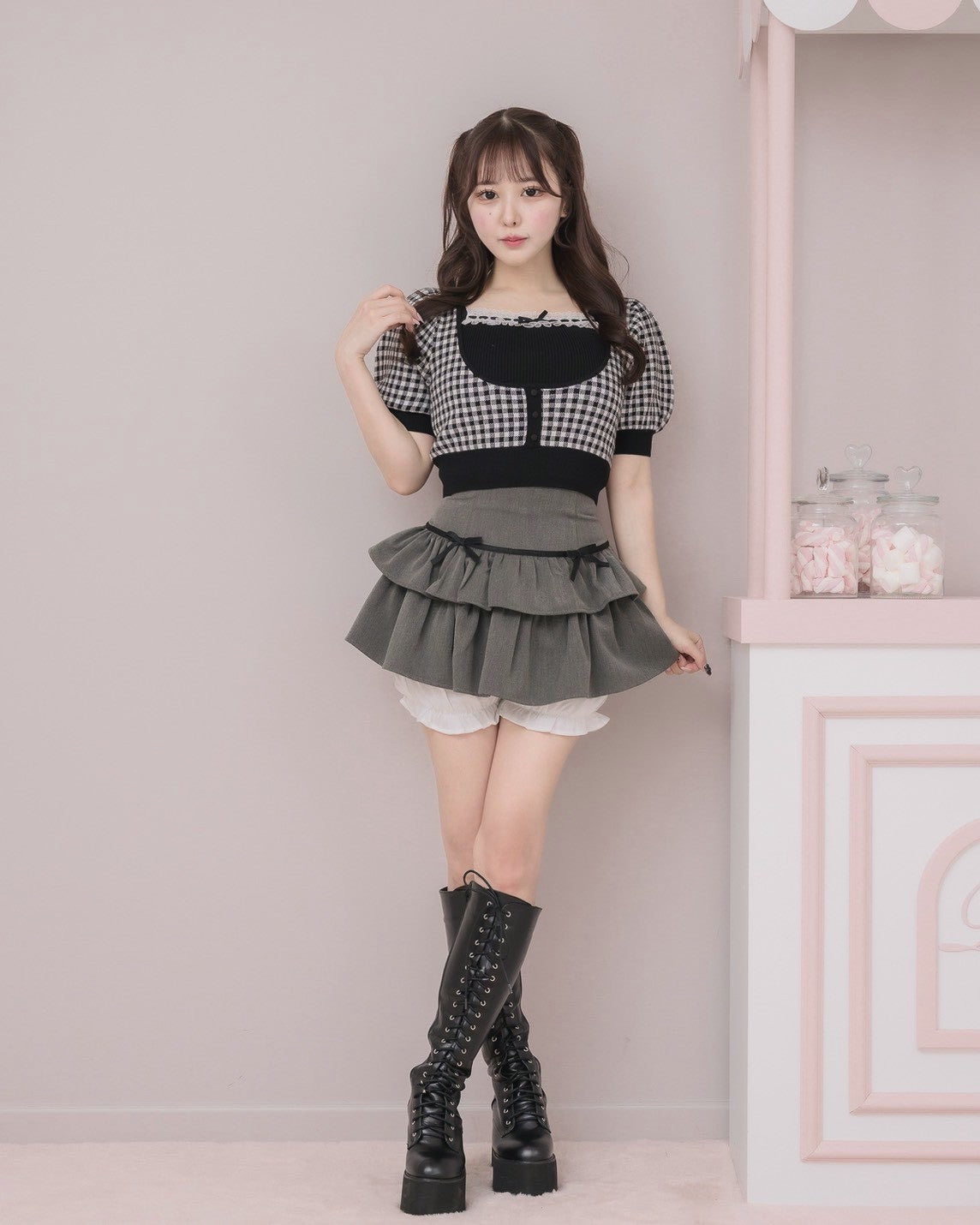 モデル身長：157cm/着用カラー：ブラック