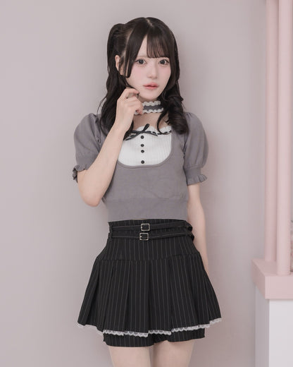 モデル身長：160cm/着用カラー：ブラックストライプ