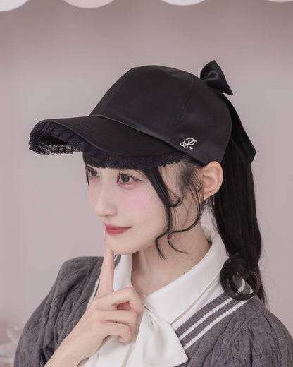 レースフリルサテンキャップ