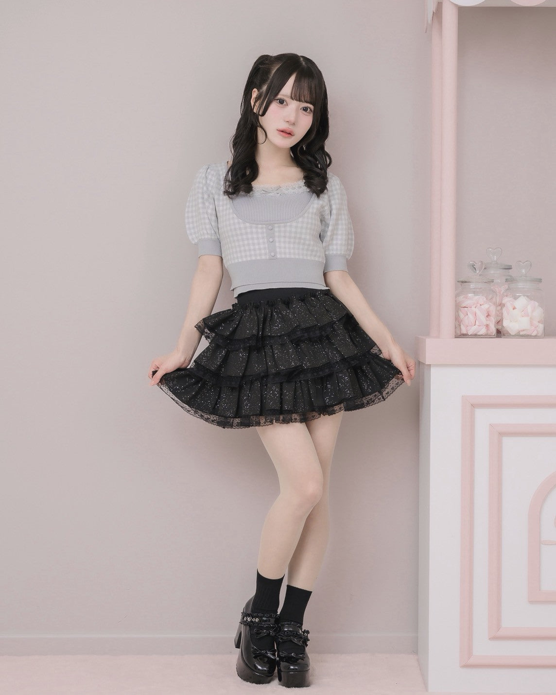モデル身長：160cm/着用カラー：ブルーグレー