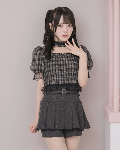 モデル身長：160cm/着用カラー : チェック
