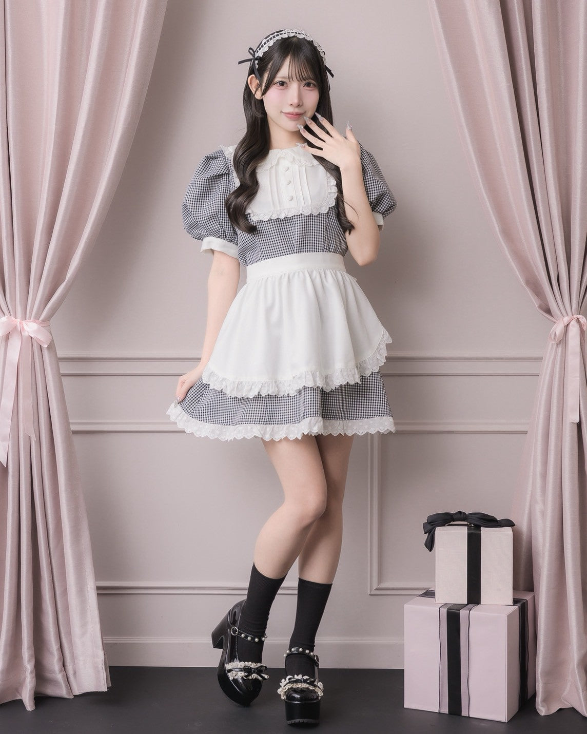 モデル身長：152cm/着用カラー：ギンガム