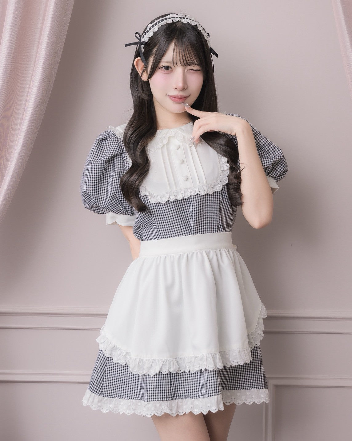 モデル身長：152cm/着用カラー：ギンガム
