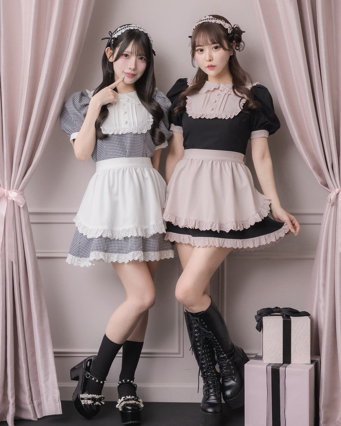 （左）モデル身長：152cm/着用カラー：ギンガム（右）モデル身長：157cm/着用カラー：ブラック