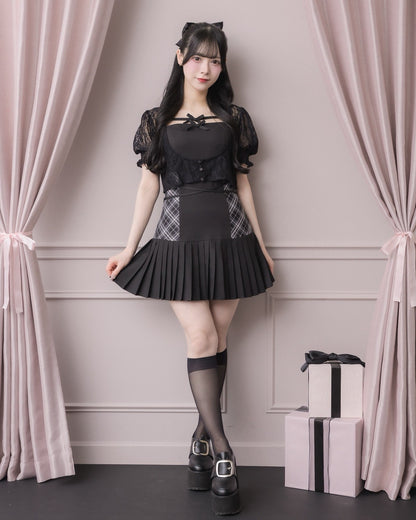 モデル身長：155cm/着用カラー:ブラック×ブラック