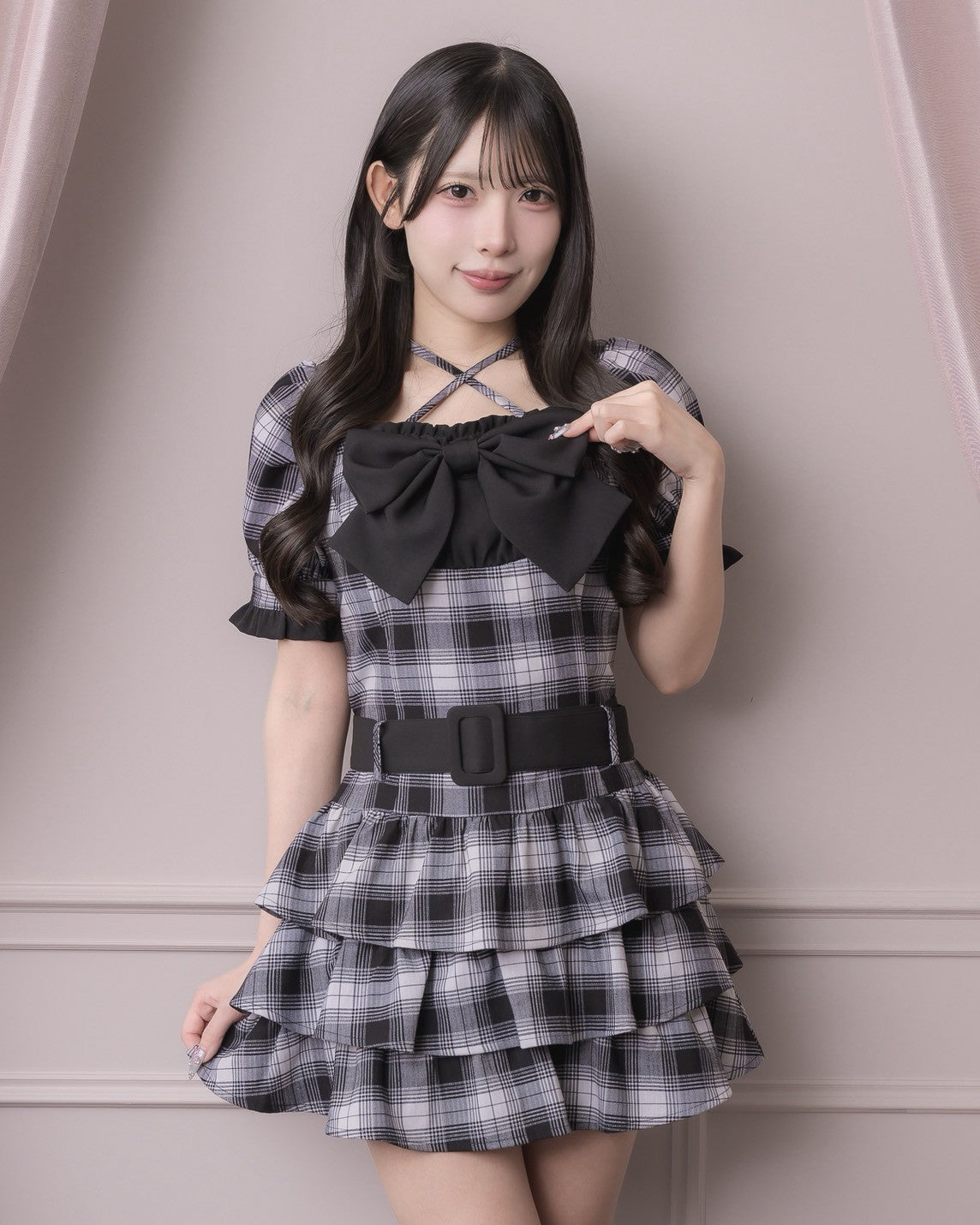 ヨークリボンティアードフリルミニワンピース – pium