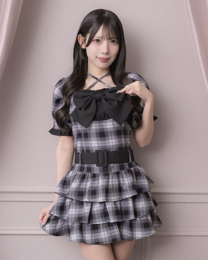 モデル身長：152cm/着用カラー：ブラックチェック