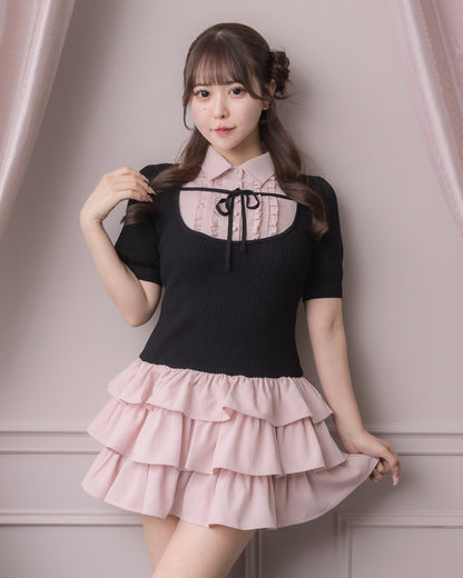 モデル身長：157cm/着用カラー:ブラック×ピンク