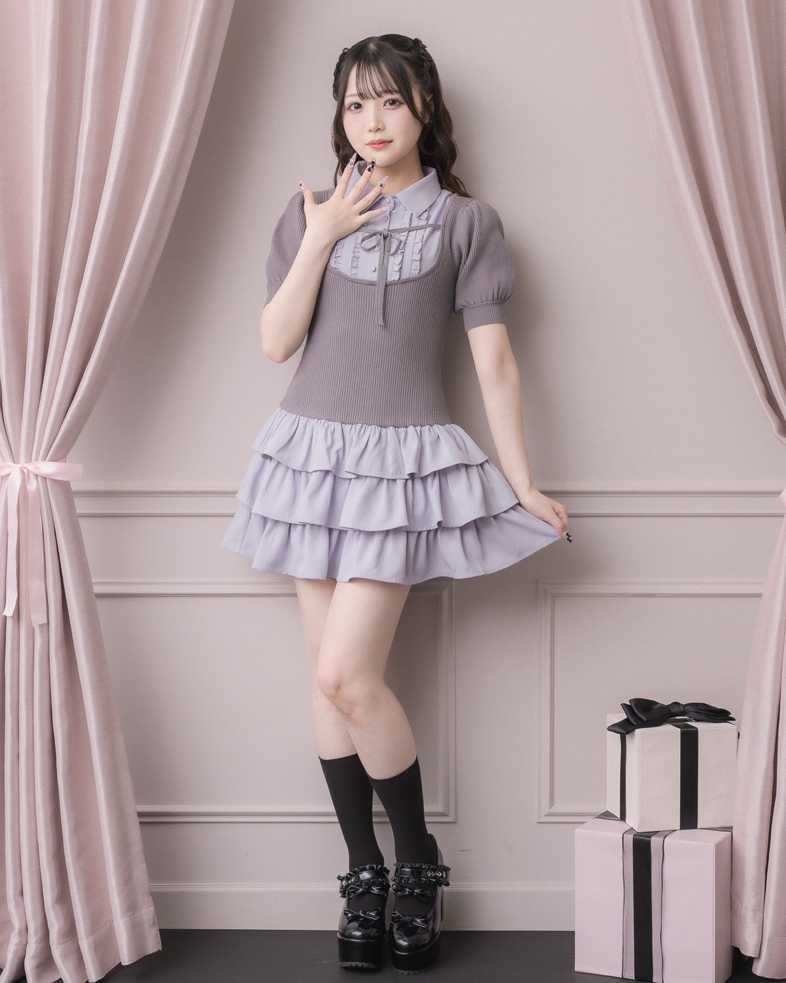 モデル身長：158cm/着用カラー:チャコール