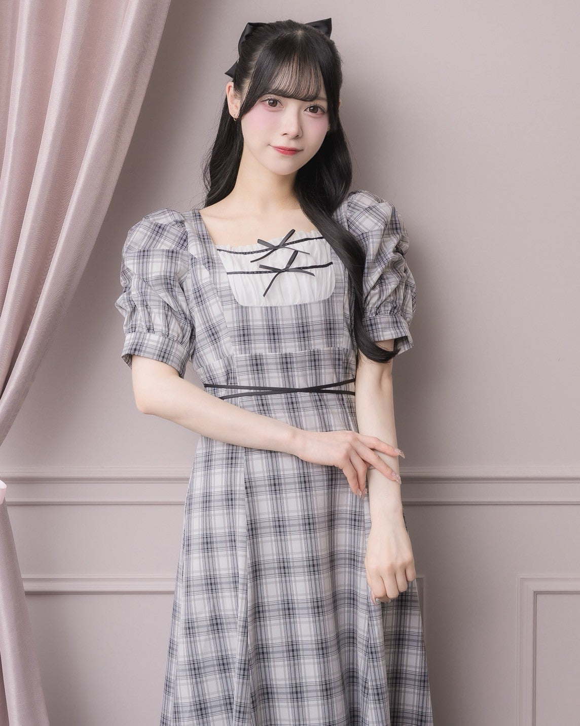 モデル身長：155cm/着用カラー:チェック