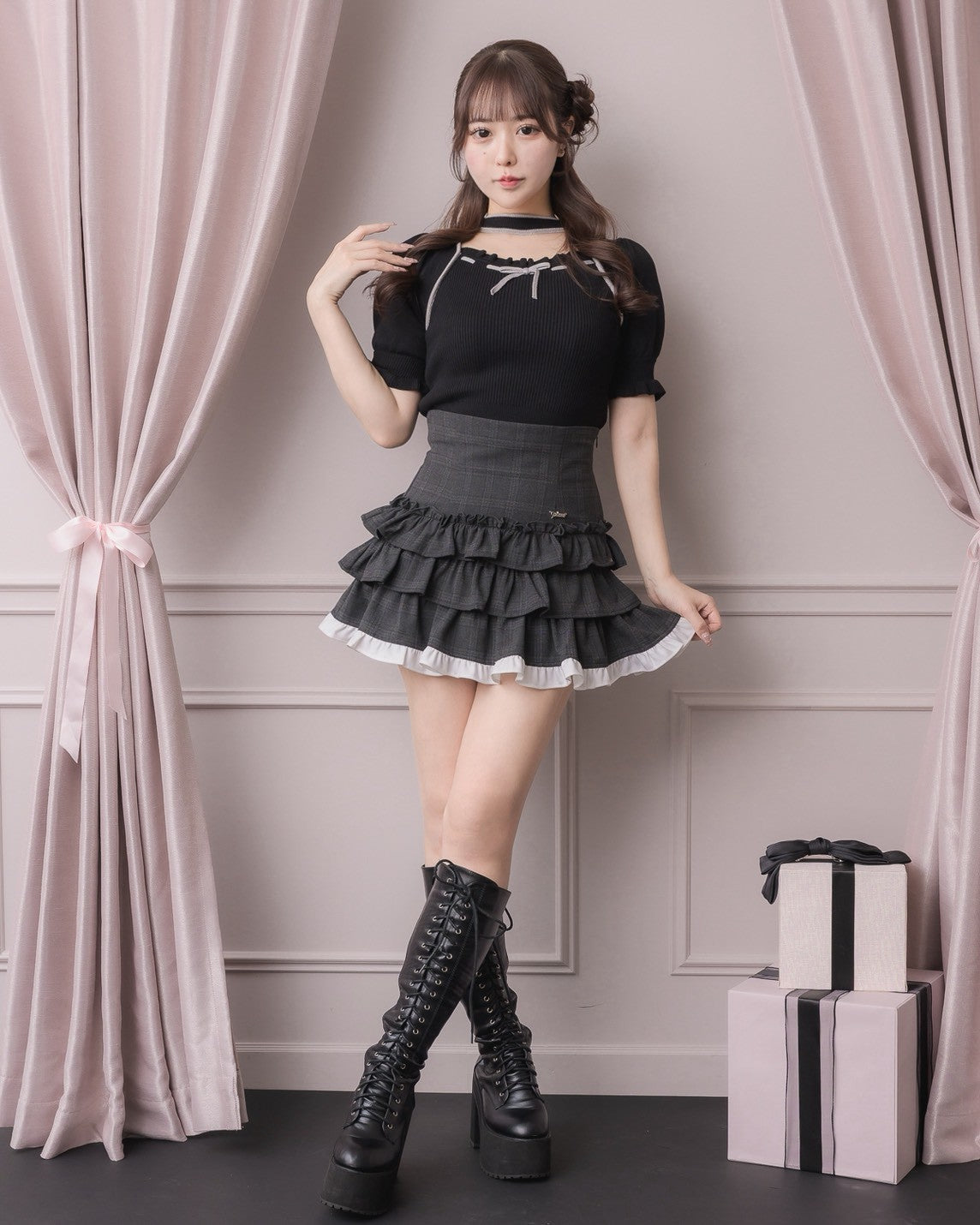 モデル身長：157cm/着用カラー：ブラック