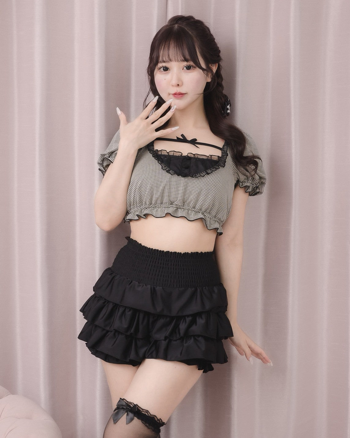 モデル身長：157cm/着用カラー：ギンガム
