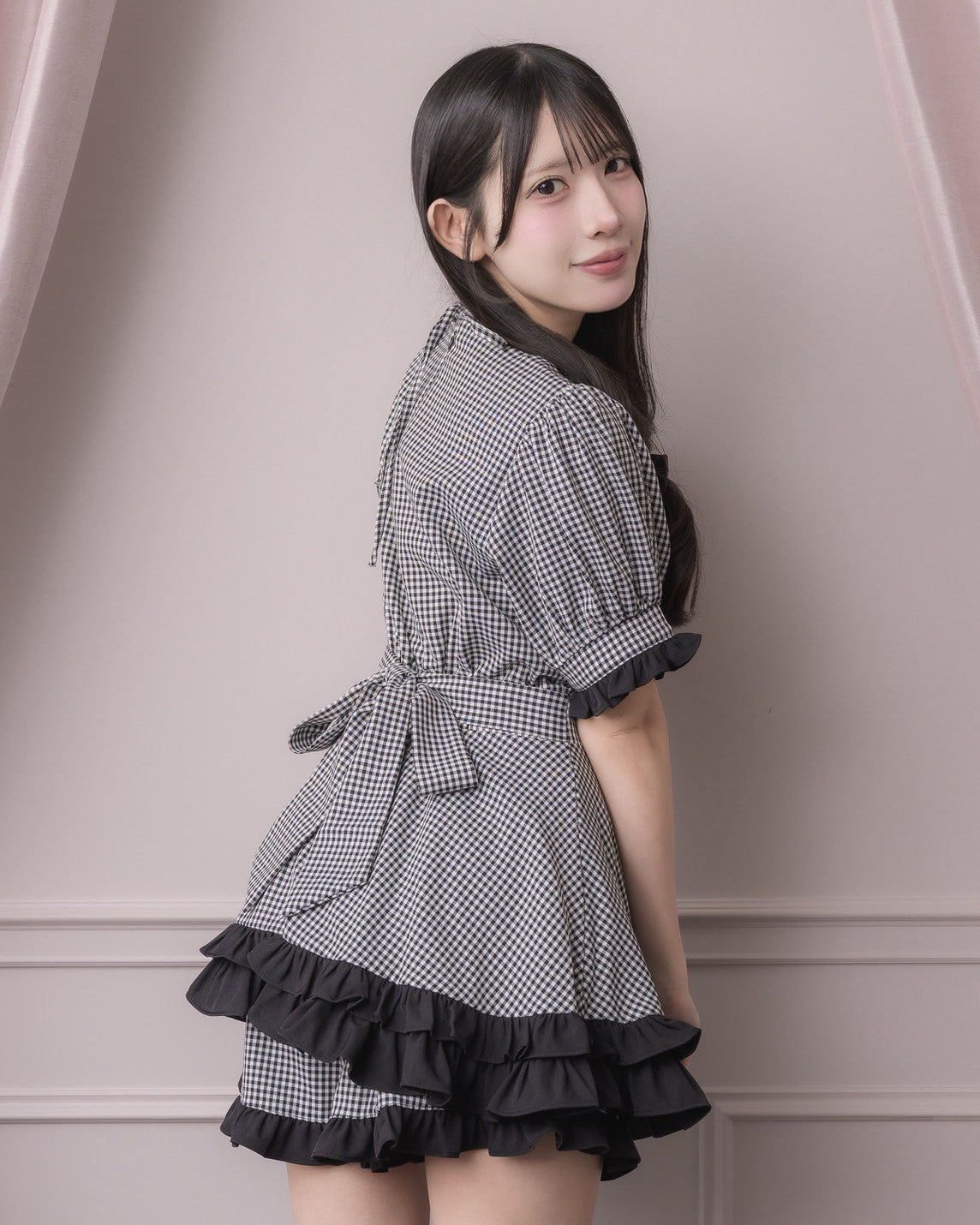 モデル身長：152cm/着用カラー：ギンガム