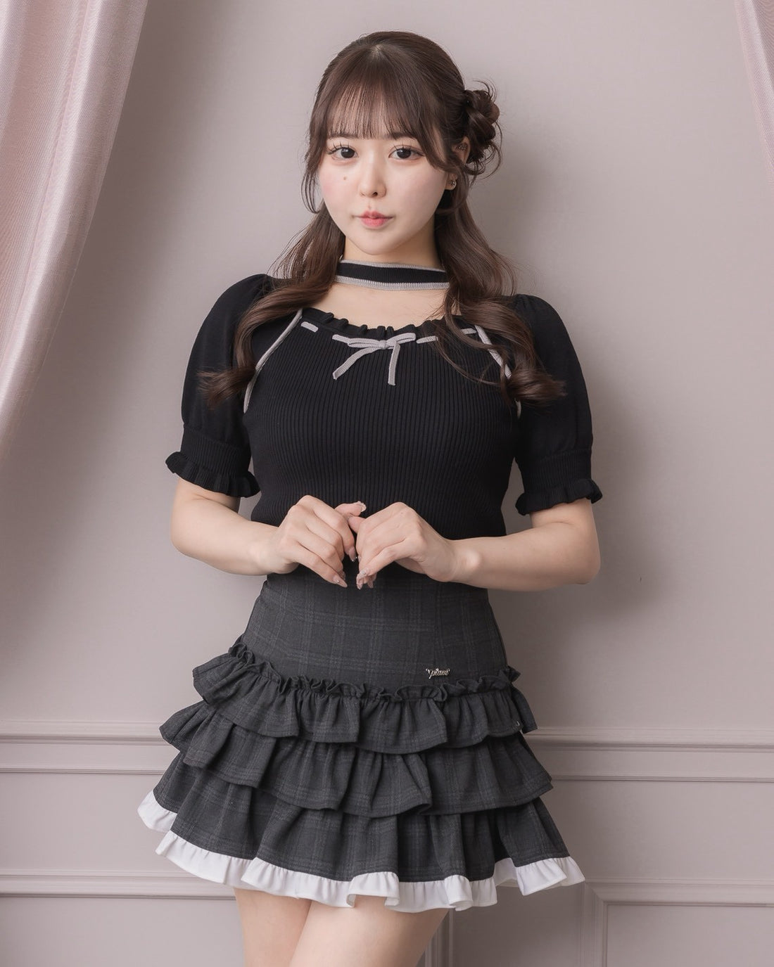 モデル身長：157cm/着用カラー：チェック