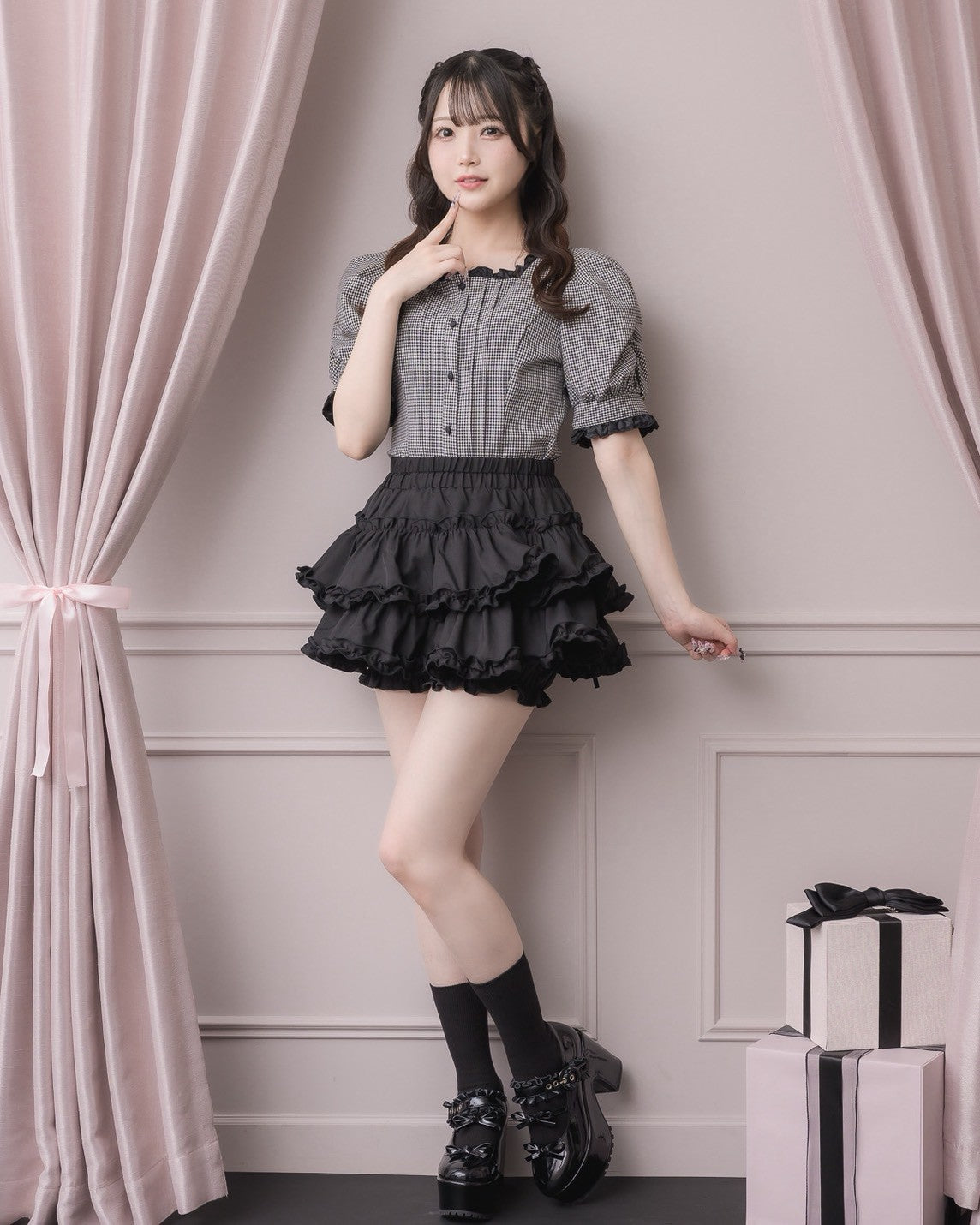 ピンタックバイカラーフリルブラウス – pium