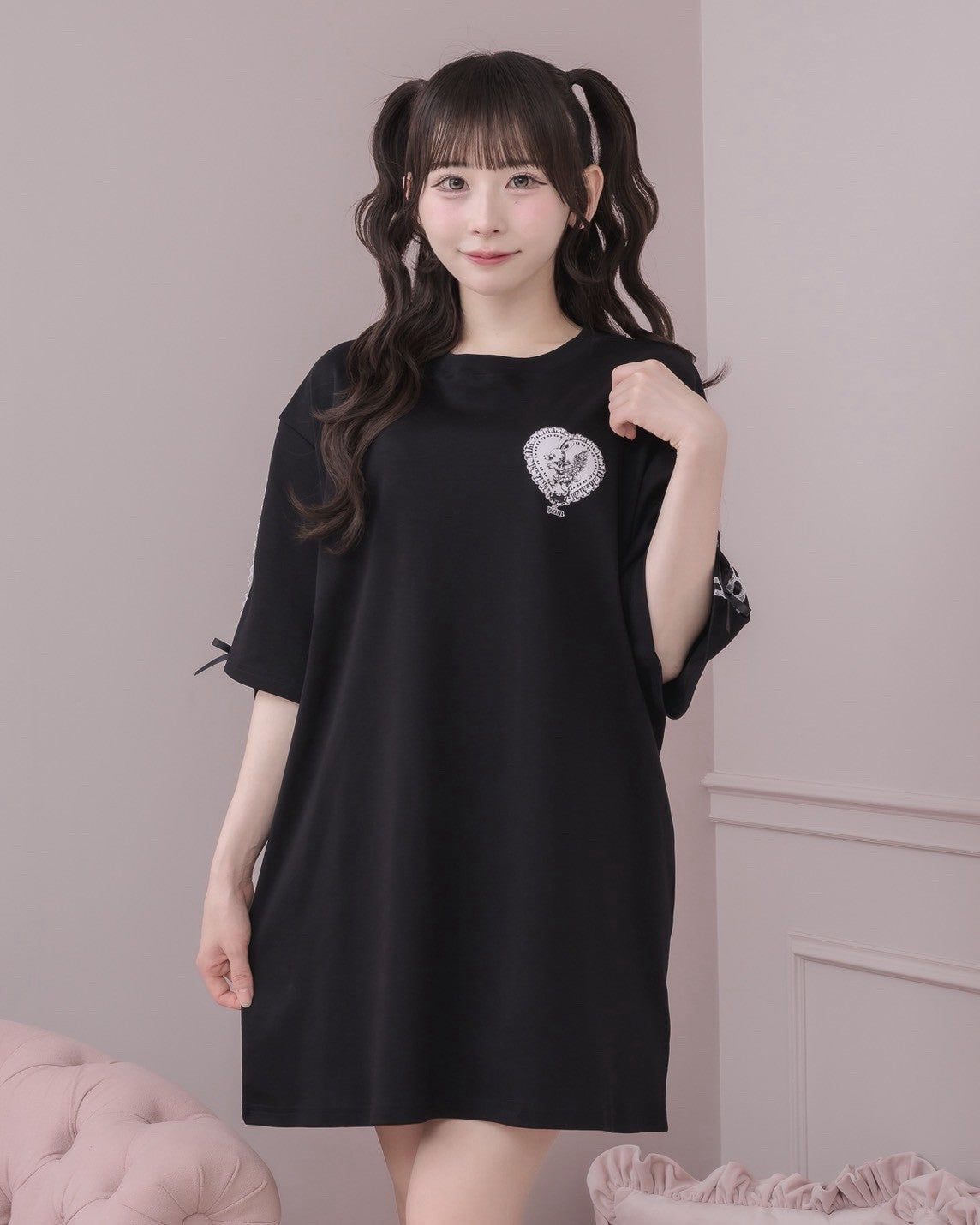 モデル身長：153cm/着用カラー：ブラック×ホワイト