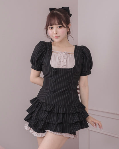モデル身長：157cm/着用カラー：ブラックストライプ