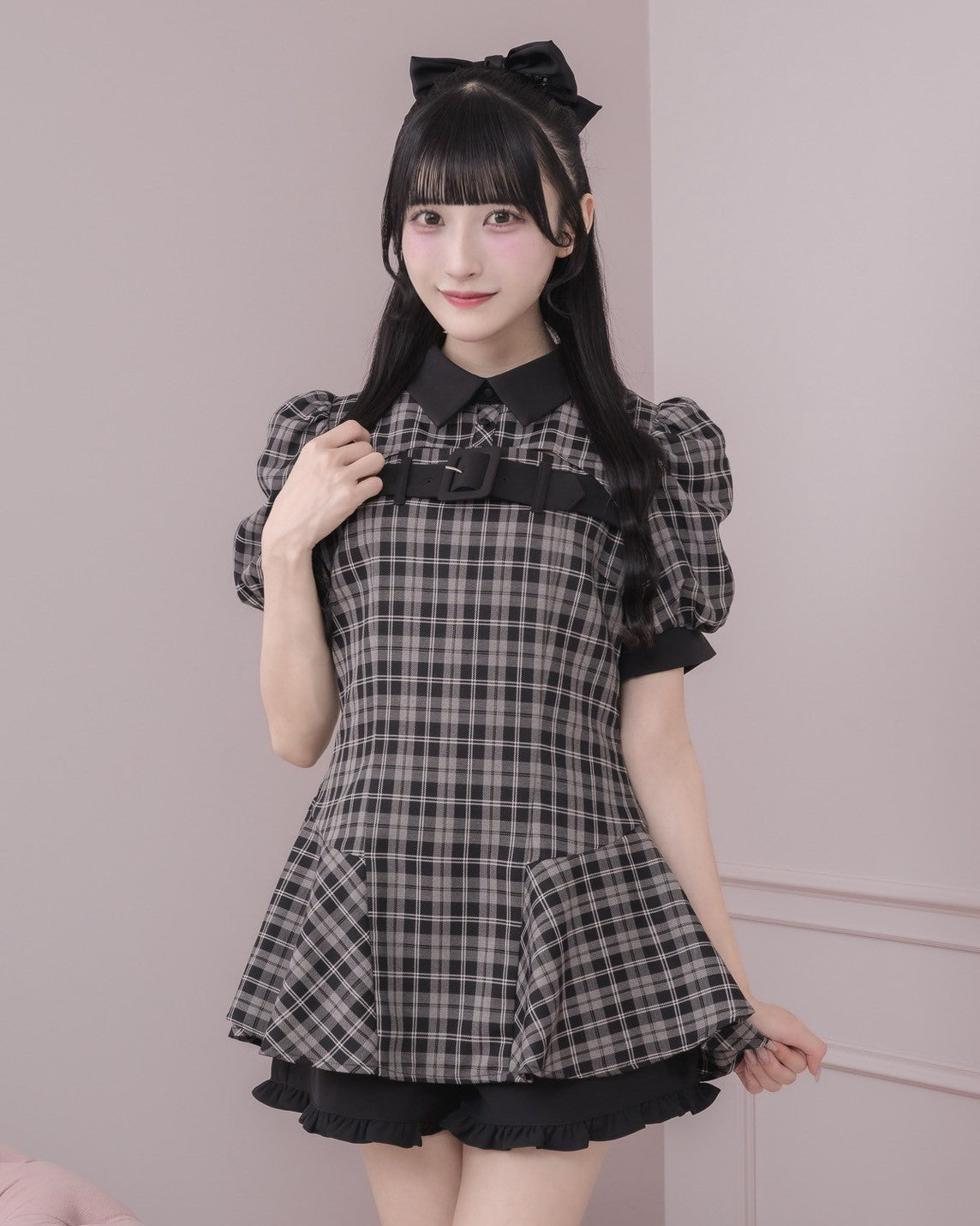 モデル身長：157cm/着用カラー：チェック