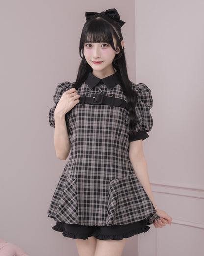 モデル身長：157cm/着用カラー：チェック